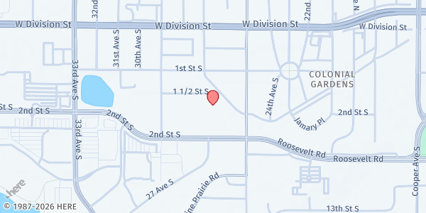 Map showing Catholic Charities Emergency Services St. Cloud - Food Shelf at Door C, St Cloud, MN