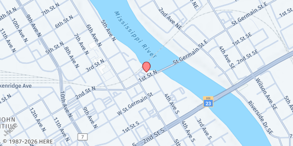 Map showing Catholic Charities Mobile Food Shelf – Empire Apartments at 54 N 4th Ave, St. Cloud, MN