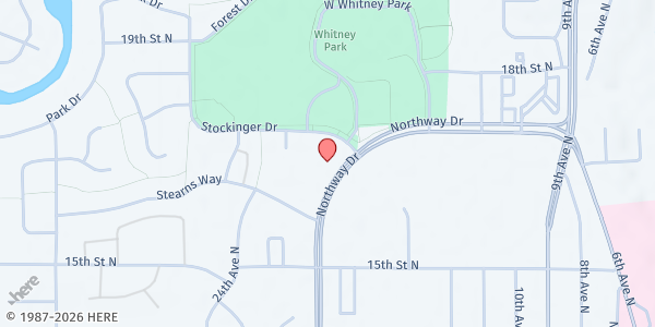 Map showing Catholic Charities Mobile Food Shelf Grace McDowall at 1525 Northway Drive, St. Cloud, MN