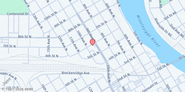 Map showing Catholic Charities Mobile Food Shelf Hope on 9th at 525 9th Ave N, St. Cloud, MN
