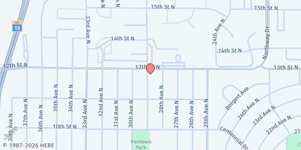 Map showing Fare for All: St Cloud- Atonement at 1144 29th Ave N, St. Cloud, MN