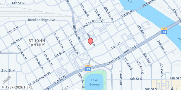 Map showing Germain Towers at 905 W St. Germain Street, St. Cloud, MN