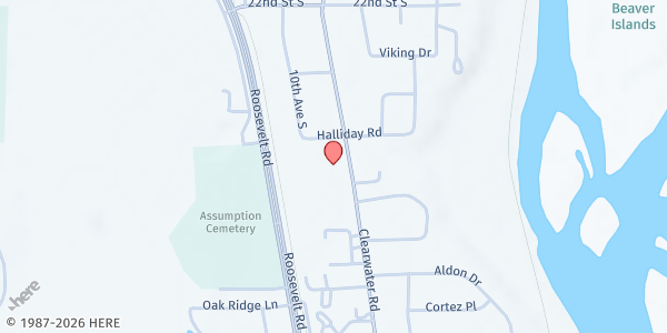 Map showing Life Assembly of God at 2409 Clearwater Rd, St Cloud, MN
