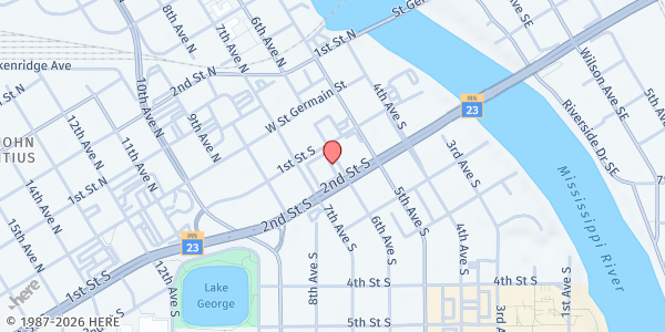 Map showing St. Cloud Area Farmers Market at 151 6th Avenue South, St. Cloud, MN