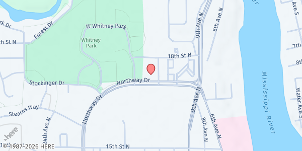 Map showing Whitney Senior Center at 1527 Northway Dr, St. Cloud, MN