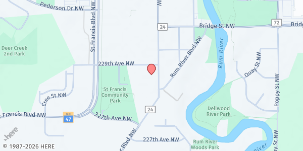 Map showing Trinity Lutheran Church and School Manna Market at 3812 229th Ave NW, St. Francis, MN