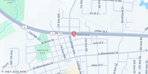 Map showing St. Joseph Community Food Shelf at 18 E Birch St, St Joseph, MN