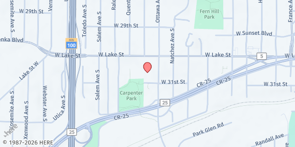 Map showing Menorah Plaza - High Rise Mobile Food Shelf at 4925 Minnetonka Blvd, St. Louis Park, MN