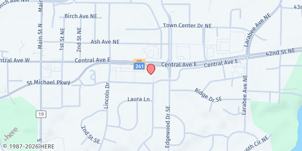 Map showing Sr. Community Srvcs-Albertville/St. Michael at 405 E Central Ave, Suite 102, St. Michael, MN