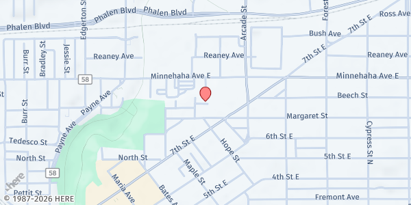 Map showing CLUES Food Shelf - St. Paul at 771 Margaret Street, St. Paul, MN