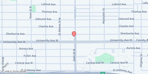 Map showing Community Engagement, Enhancement Wellness Project - Food Shelf at 501 N. Dale St Suite 103, St. Paul, MN