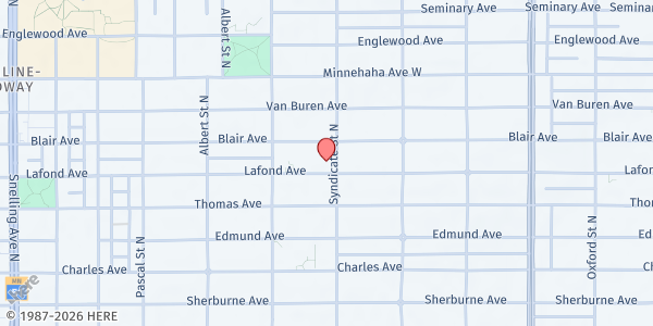 Map showing Franciscan Brothers of Peace at 1289 LaFond Avenue, St. Paul, MN