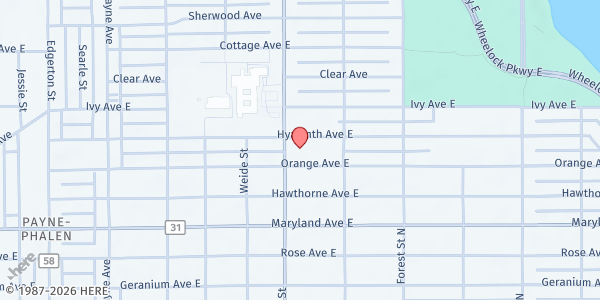 Map showing Fruit of the Vine St. Paul Food Shelf at 1280 Arcade St, St Paul, MN