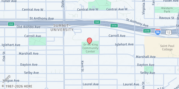 Map showing Hallie Q. Brown Food Shelf - Community Center at 270 North Kent Street, St. Paul, MN
