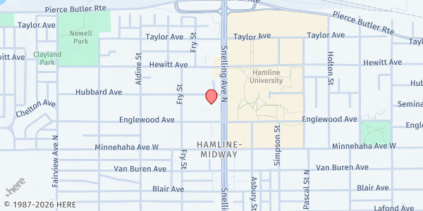 Map showing Hancock Recreation Center at 1610 Hubbard Ave, St Paul, MN