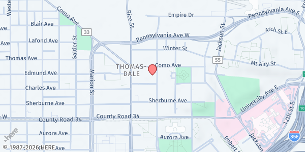 Map showing Hunger Solutions Minnesota - St Paul Office at 555 Park St UNIT 400, St Paul, MN