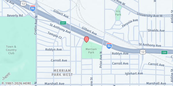 Map showing Keystone Comm. Srvcs Meals on Wheels at 2000 St. Anthony Ave, St. Paul, MN