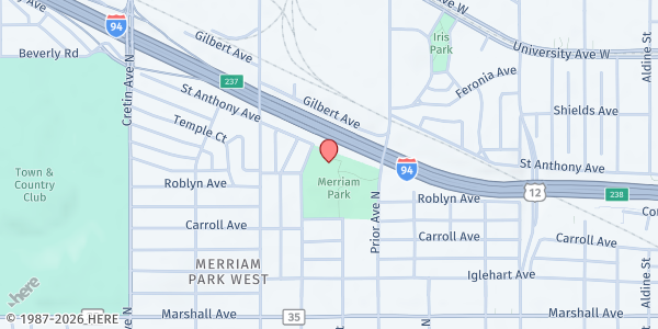 Map showing Keystone Comm. Srvcs Meals on Wheels - St. Paul at 2000 St. Anthony Ave, St. Paul, MN