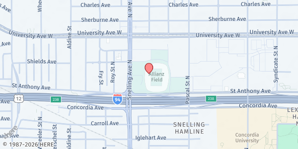 Map showing Keystone's Free Farmer's Market – Allianz Field at 400 Snelling Ave N, St. Paul, MN