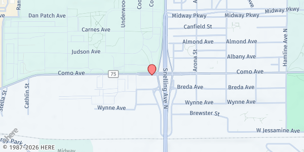 Map showing MAS MN Masjid Taqwa Food Shelf at 1608 Como Ave, St Paul, MN