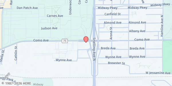 Map showing MAS MN Masjid Taqwa Food Shelf at 1608 Como Ave, St. Paul, MN