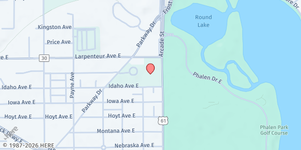 Map showing Merrick Food Shelf at Arcade St at 1669 Arcade St, St Paul, MN