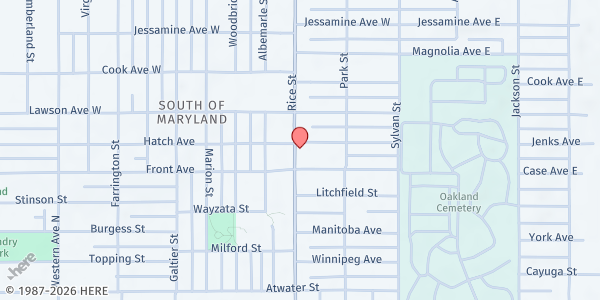 Map showing Mobile Market at Fairview's Rice Street Clinic at 980 Rice St, St Paul, MN