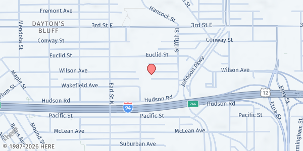 Map showing Mobile Market at Parkway Gardens at 1145 Hudson Road, St. Paul, MN