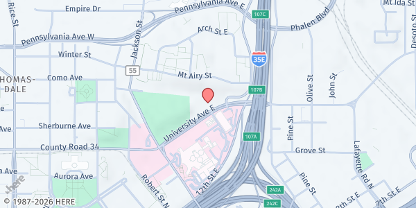 Map showing Mobile Market at Valley Hi-Rise at 261 University Ave East, St. Paul, MN