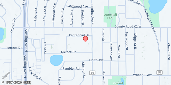 Map showing Presbyterian Homes at 2845 Hamline Ave N, St. Paul, MN