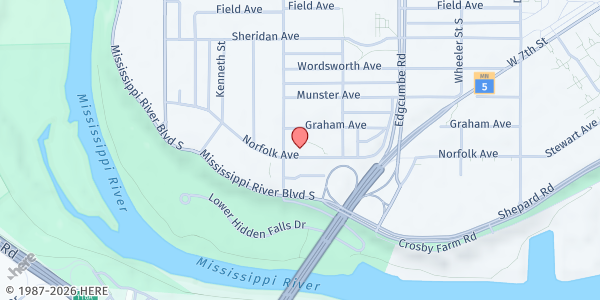 Map showing Southwest Area Meals-St. Paul at 1925 Norfolk Ave, St. Paul, MN