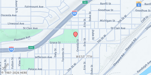 Map showing West 7th Community Center at 265 Oneida Street, St. Paul, MN