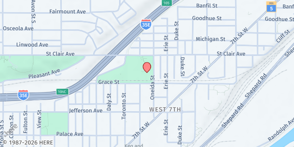 Map showing West 7th Community Center - Fare for All at 265 Oneida Street, St. Paul, MN