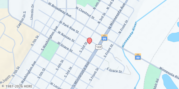 Map showing St. Peter Area Food Shelf at 201B S 3rd St, St Peter, MN