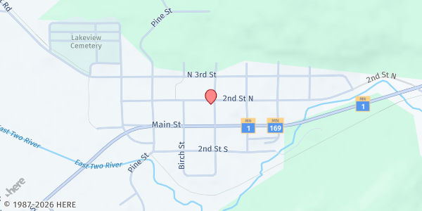 Map showing Tower Area Food Shelf at 302 Spruce St, Tower, MN