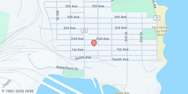 Map showing Bayview Terrace Apartments - CSFP at 505 1st Avenue, Two Harbors, MN