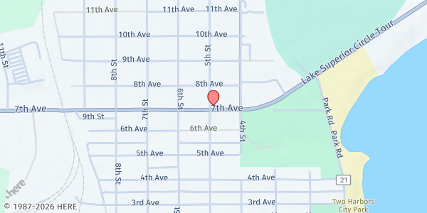 Map showing Elijah's Pantry at 708 5th St., Two Harbors, MN