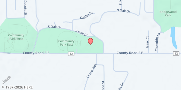 Map showing Vadnais Heights Food Shelf at 655 East County Road F, Vadnais Heights, MN