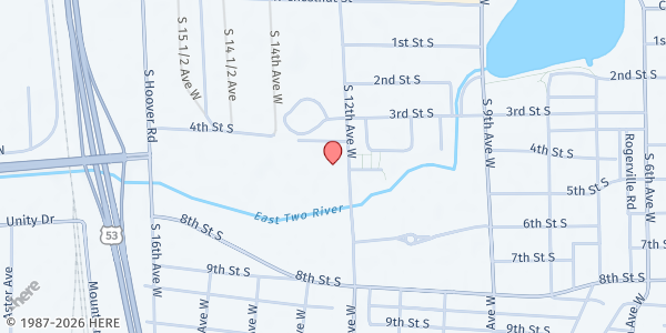 Map showing Salvation Army Virginia-Soup Kitchen at 507 S 12th Ave W, Virginia, MN