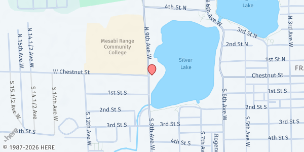 Map showing Virginia Market Square at 111 S 9th Ave W, Virginia, MN