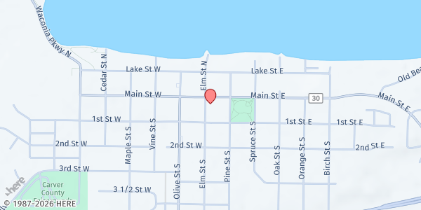 Map showing Gather and Grow Food Shelf at 11 S Elm St, Waconia, MN