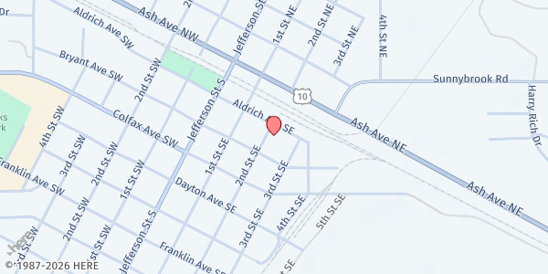 Map showing Project Share of Wadena at 205 Aldrich Ave SE, Wadena, MN