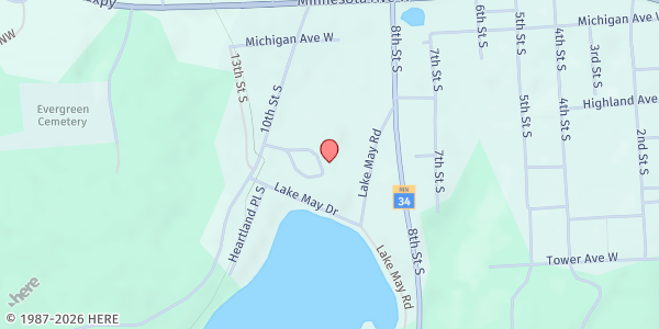 Map showing Hope Lutheran Church at 305 10th St S, Walker, MN