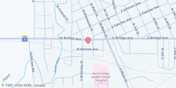 Map showing Warren Emergency Food Shelf at 109 S Minnesota Ave, Warren, MN