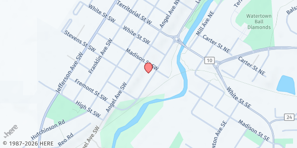 Map showing Gather and Grow Food Shelf & Connection Center - Watertown at 309 Lewis Ave S, Watertown, MN