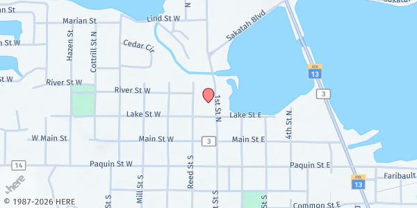 Map showing The Village in Waterville at 205 N 1st St, Waterville, MN