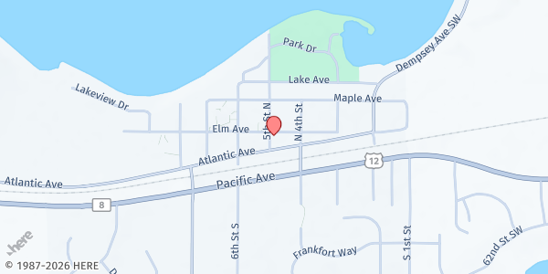 Map showing WCCA Food Shelf & Thrift Store at 411 Elm Ave, Waverly, MN