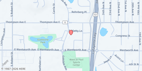 Map showing Loaves & Fishes at Faith United Methodist Church - West St. Paul at 1530 Oakdale Ave, West St Paul, MN