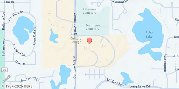 Map showing Century College Food Pantry at 3300 Century Ave N, White Bear Lake, MN