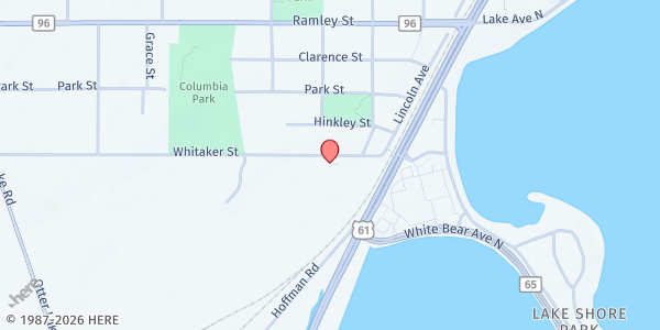 Map showing White Bear Area Food Shelf at 1884 Whitaker Street, White Bear Lake, MN